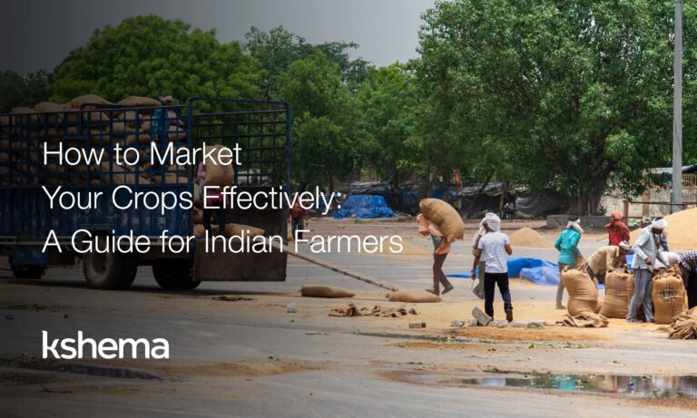 An Indian farmer promoting and selling crops at a farmer's market, employing effective crop marketing techniques to boost income and build strong relationships, with buyers, Market Your Crops