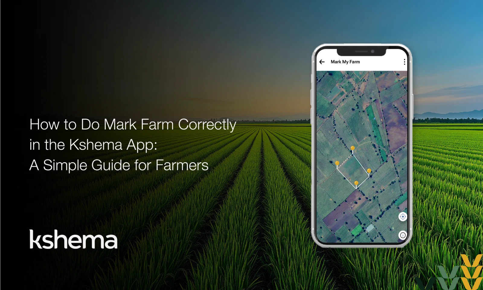 Mark farm, Farmer marking farm boundary on the Kshema App for accurate crop insurance mapping